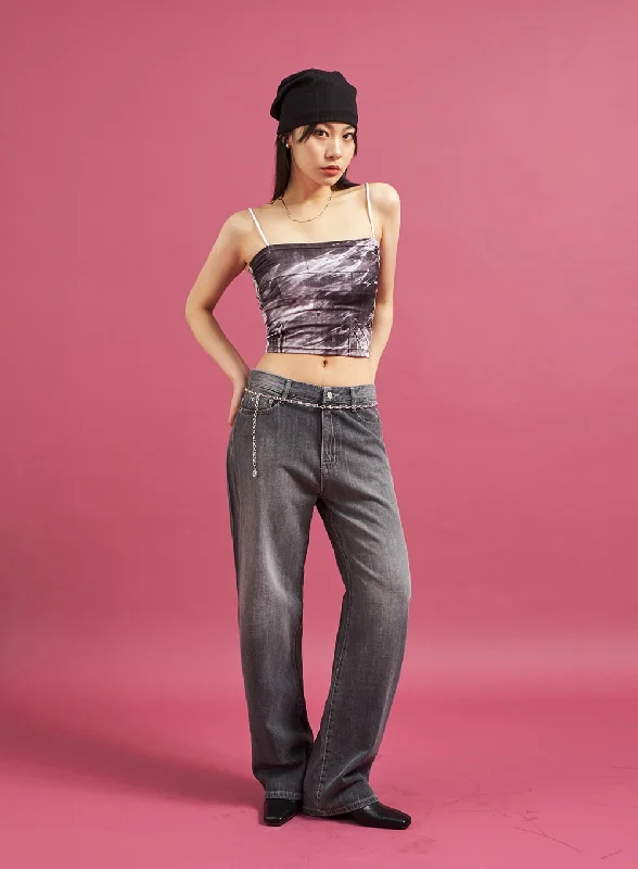 Stylish flare pants for retro party looks -Summer Wide Leg Denim Pants CJ27