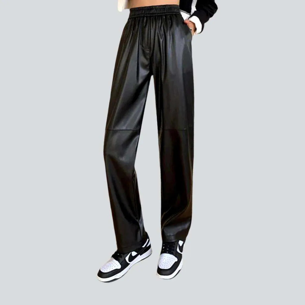 Luxury silk pants for glamorous evening wear -Wax denim pants
 for ladies