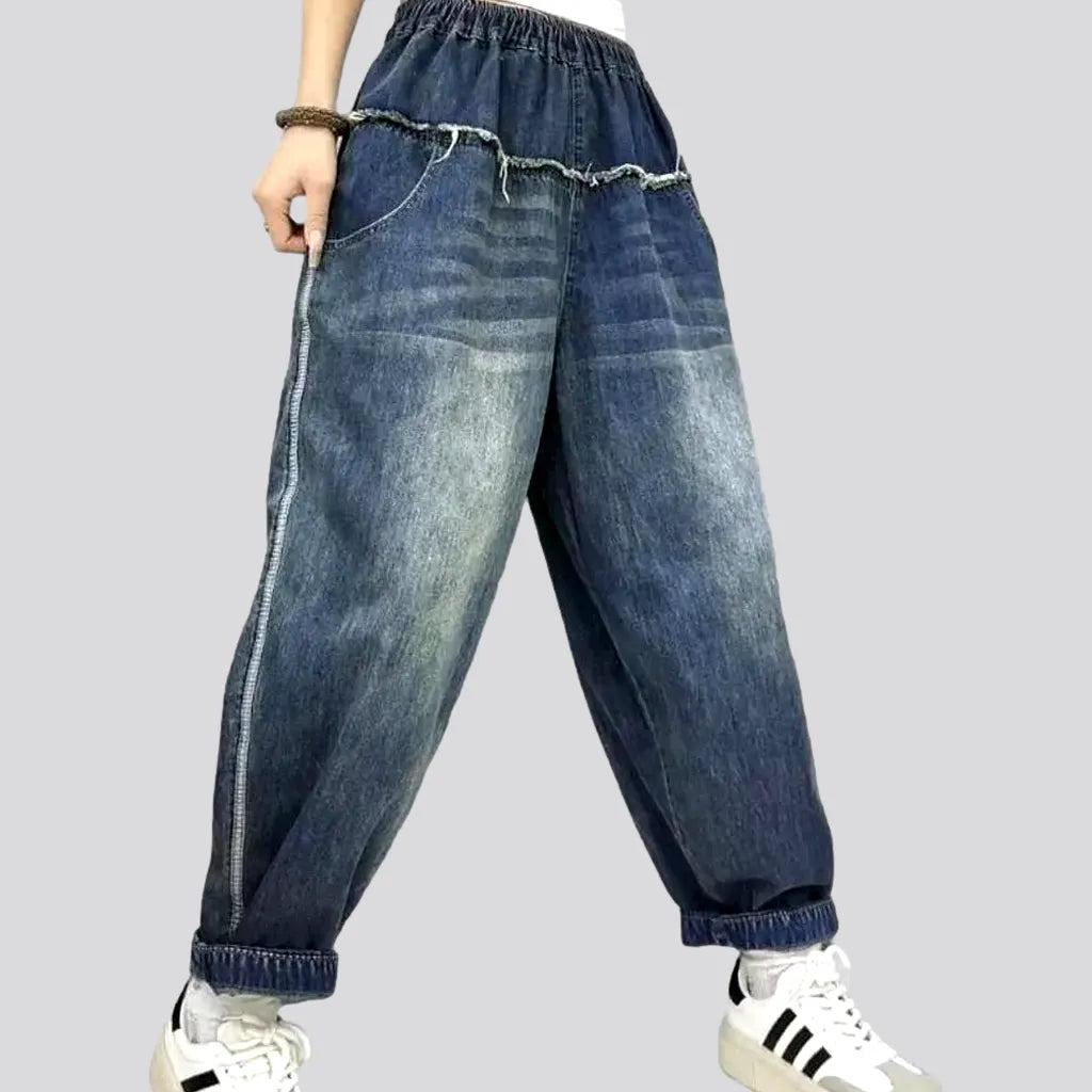 Eco-friendly hemp pants for sustainable clothing choices -High-waist vintage denim pants