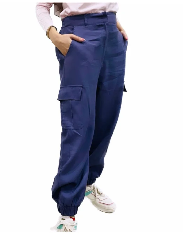 Relaxed chino pants for casual Friday offices -Cargo Punk Jogger Pants in Blue