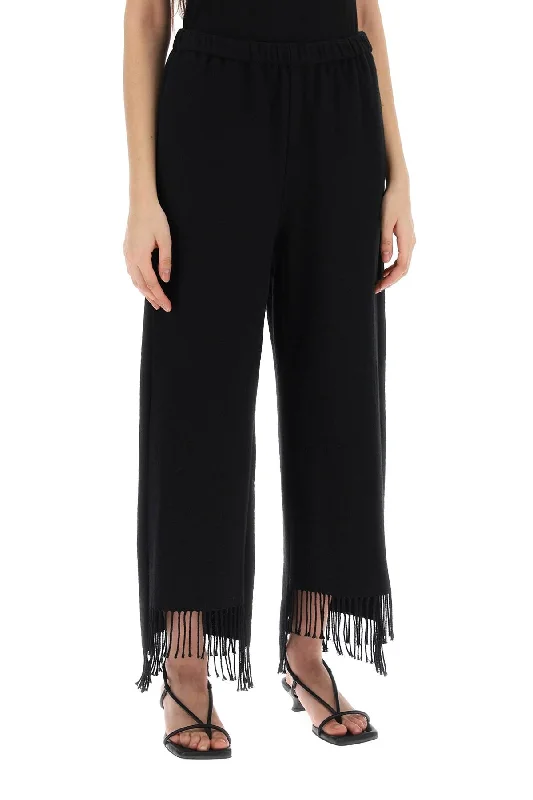 Elegant wide-leg pants for upscale dinner dates -By malene birger mirabellas fringed pants