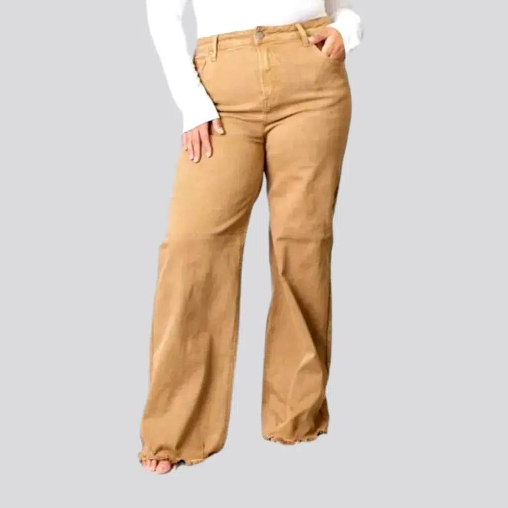 Tailored dress pants for professional office meetings -Wide-leg high-waist denim pants for women