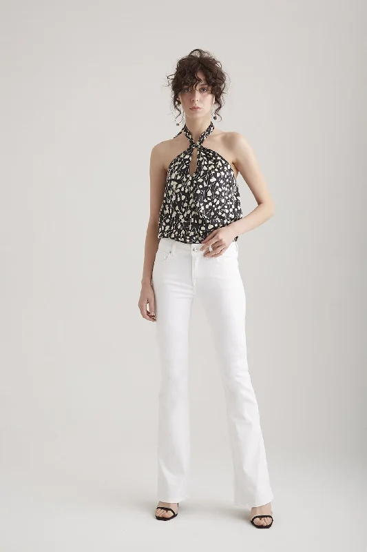 Classic khaki pants for timeless wardrobe staples -Laura Mid Waist 5 Pocket Full Pants White