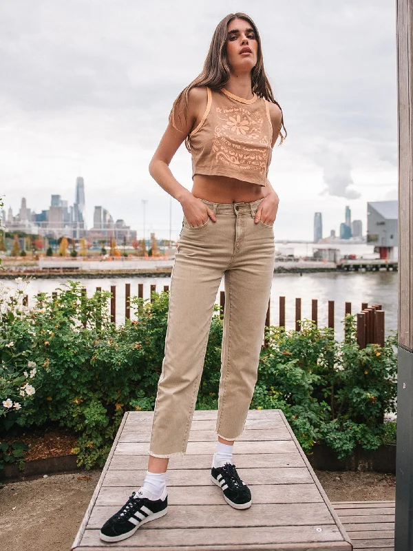 Casual drawstring pants for effortless home relaxation -Stone Step High Rise Pants - Mocha