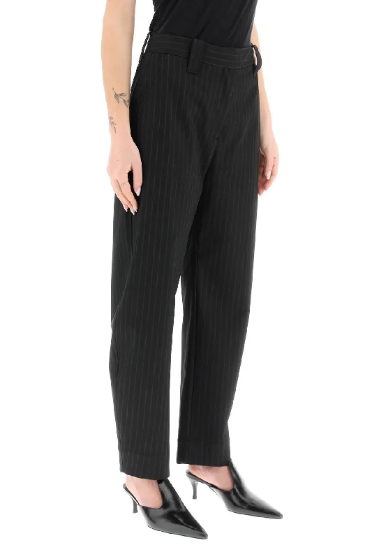 Moisture-wicking pants for intense gym workouts -pinstriped carrot pants