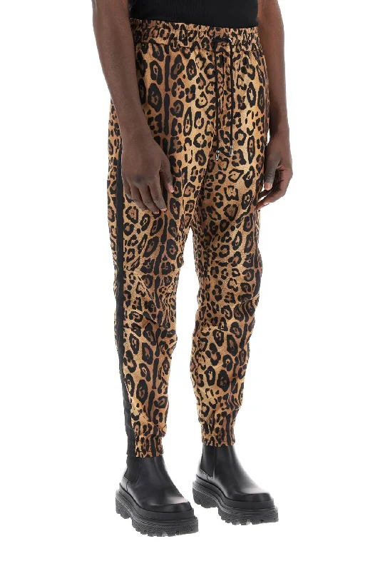 Tailored ankle pants for chic office outfits -Dolce & gabbana leopard print nylon jogger pants for