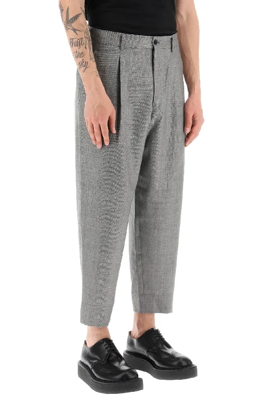 Retro bell-bottom pants for 70s-inspired fashion -cropped light wool pants