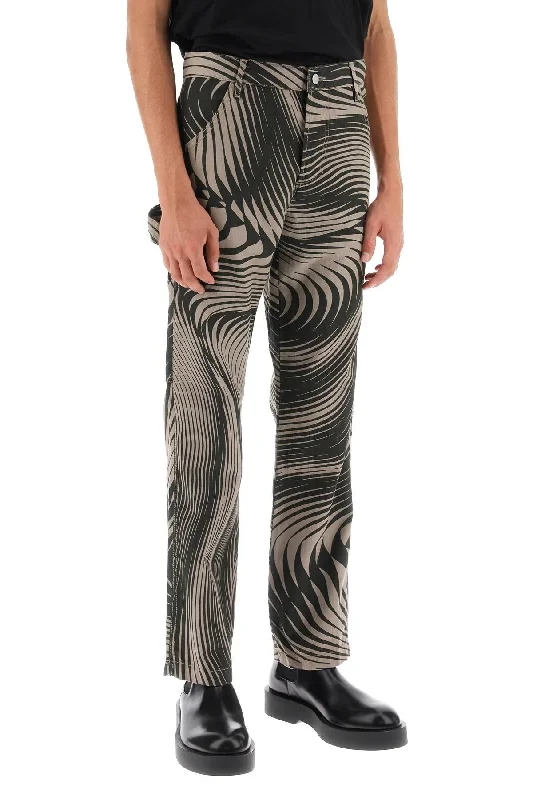 Formal suit pants for wedding guest elegance -penfell moiré pattern cargo pants