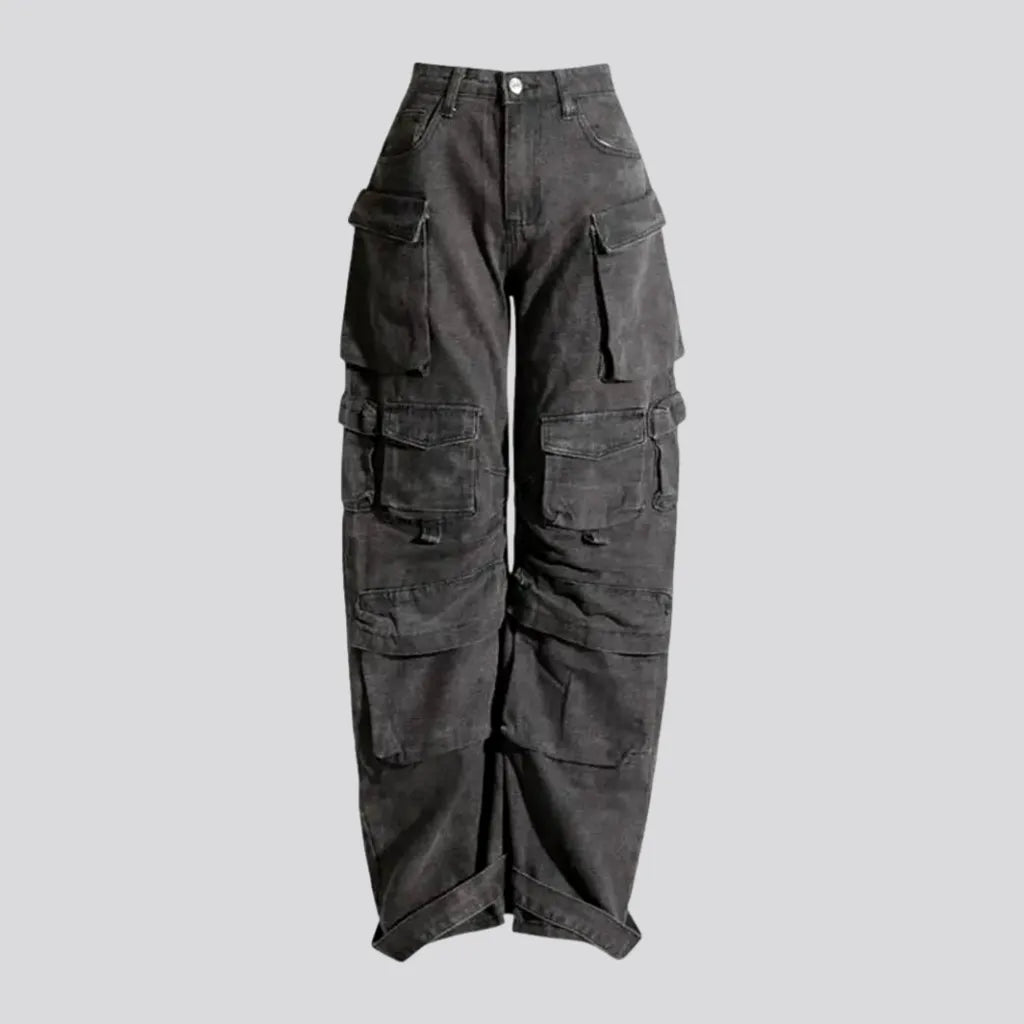 Heavy-duty ripstop pants for extreme hiking durability -Boho style roomy pockets women's denim pants