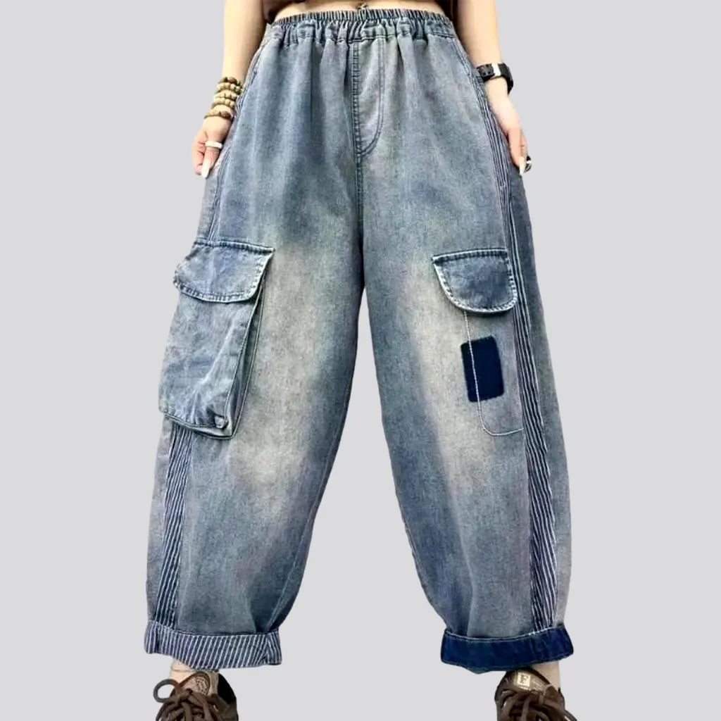 Breathable mesh pants for hot weather sports -Fashion vintage denim pants for women