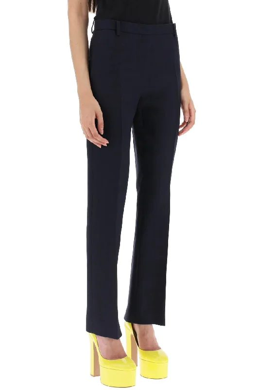 Stretch twill pants for flexible office comfort -slim pants in crepe couture