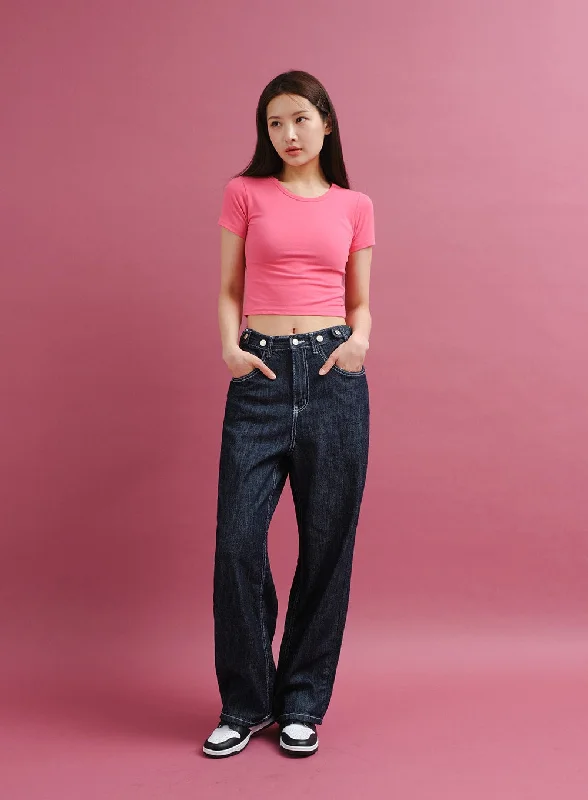 Elegant wide-leg pants for upscale dinner dates -Summer Wide Leg Denim Pants CY25