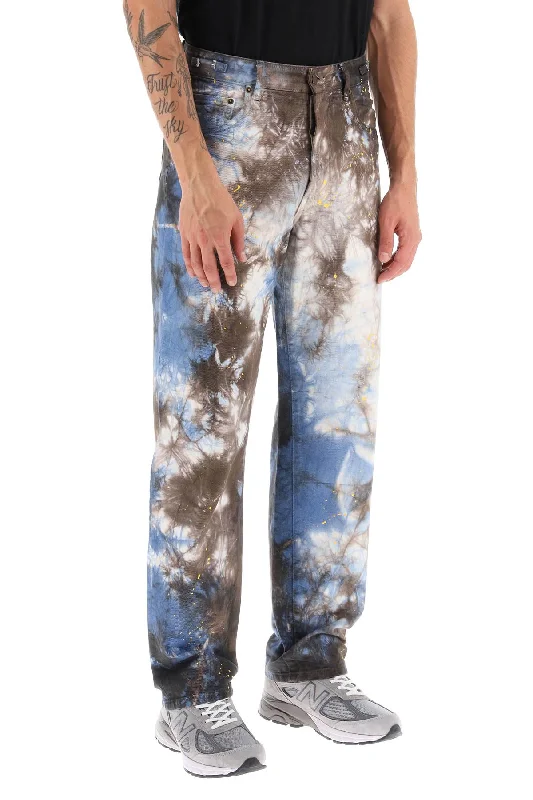 Comfortable stretch pants for casual daily wear -mark tie-dye denim pants