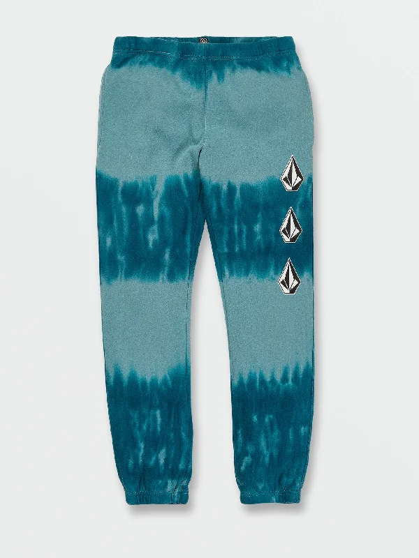 Flowy wide pants for artistic bohemian vibes -Big Boys Iconic Stone Plus Fleece Elastic Waist Pants - Coastal Blue