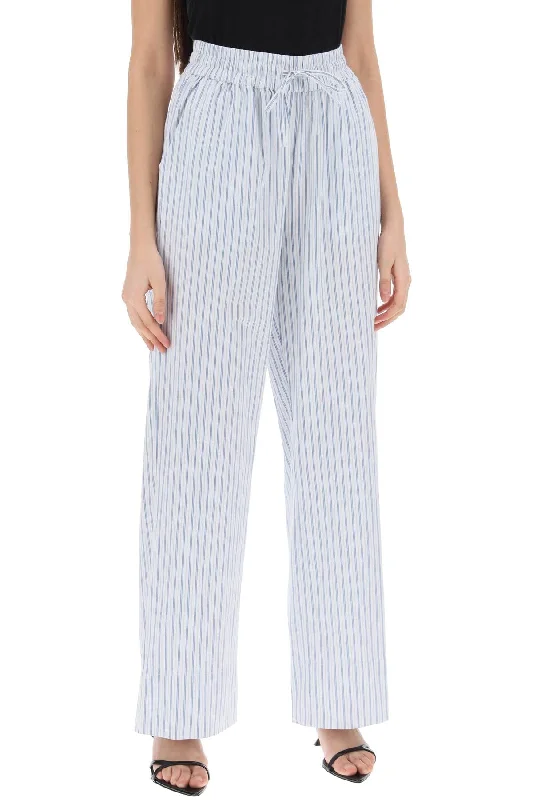 Formal suit pants for wedding guest elegance -Skall studio striped cotton rue pants with nine words