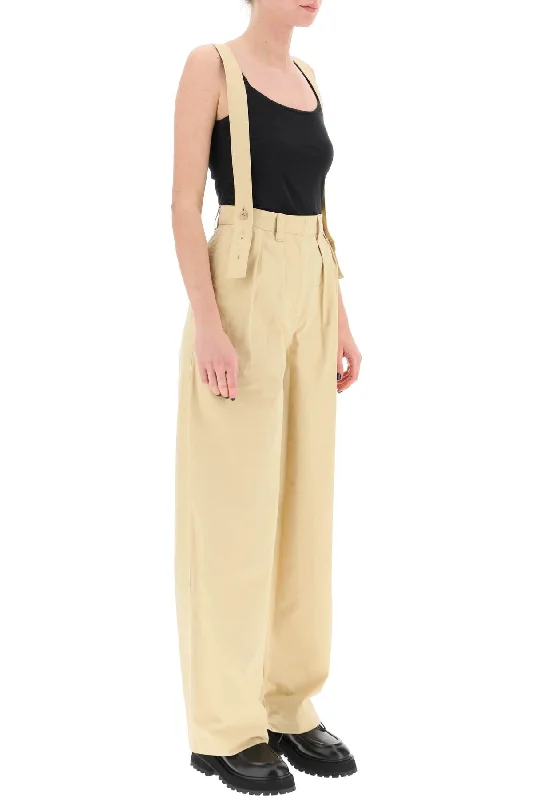 Stretch twill pants for flexible office comfort -cotton cargo pants with suspenders