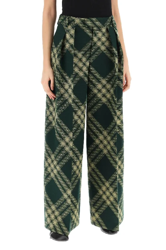 Durable canvas pants for heavy-duty work use -Burberry check palazzo pants