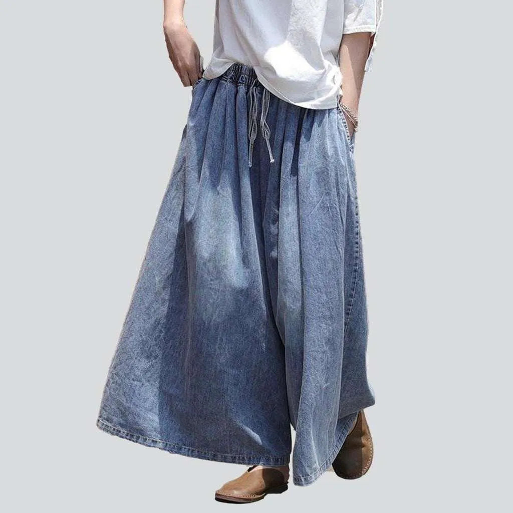 Designer leather pants for high-fashion nightwear -Women's culotte denim pants