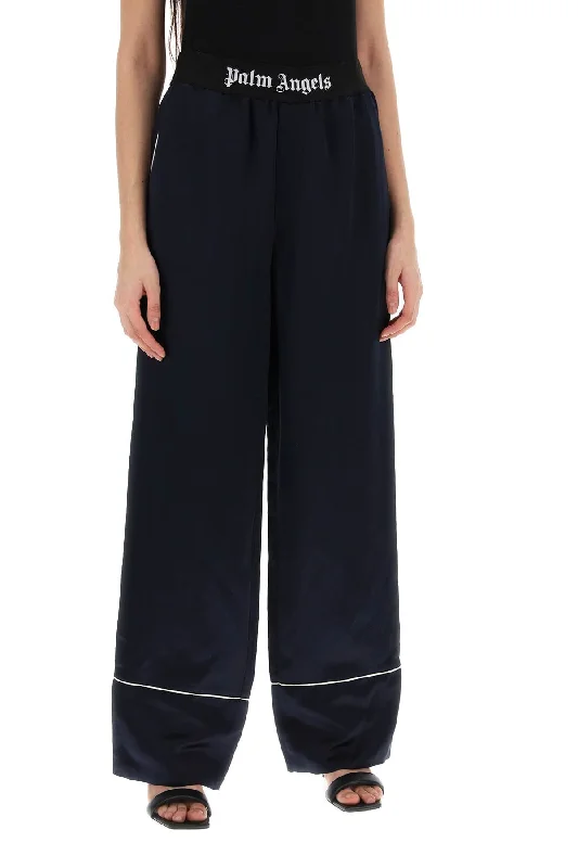 Stylish flare pants for retro party looks -Palm angels satin pajama pants for