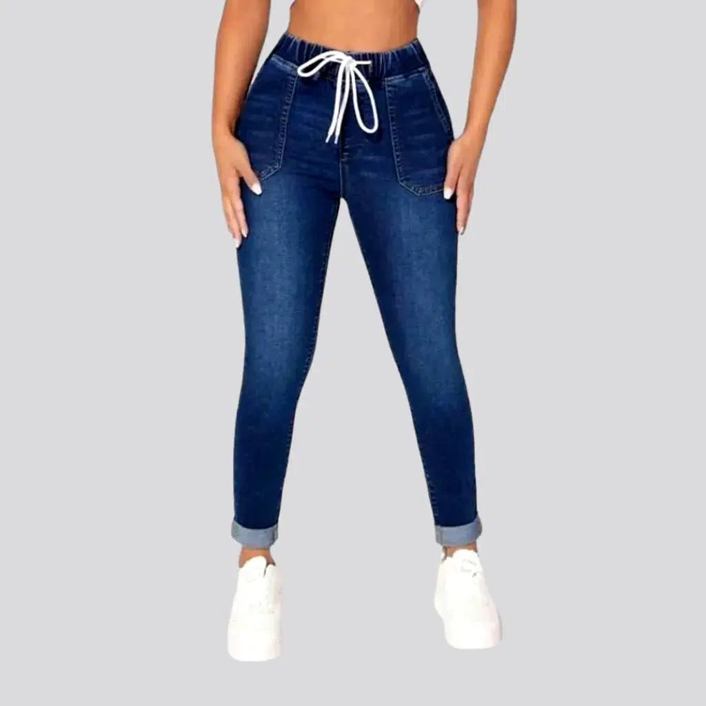 Stretchy yoga pants for flexible workout sessions -Casual joggers women's denim pants