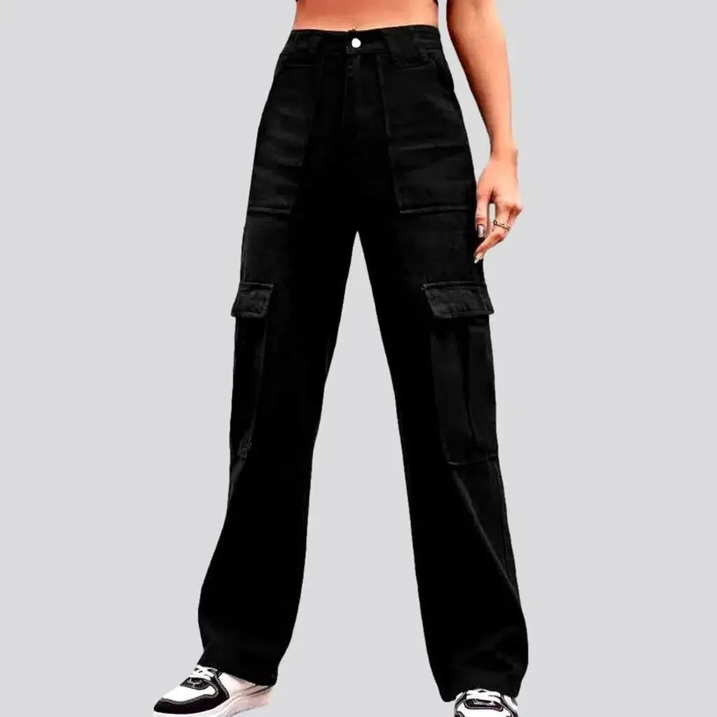 Versatile black pants for any occasion pairing -Fashion loose denim pants
 for women