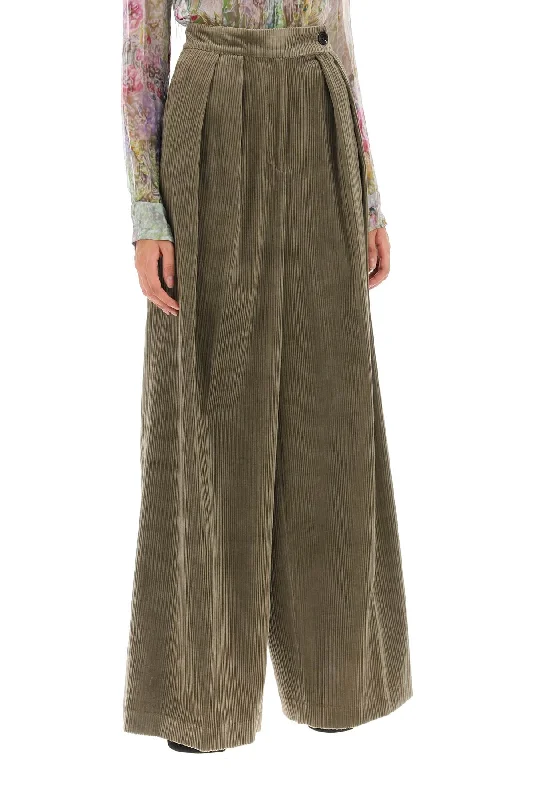 Affordable denim pants for everyday rugged use -Dries van noten corduroy pamplona palazzo pants