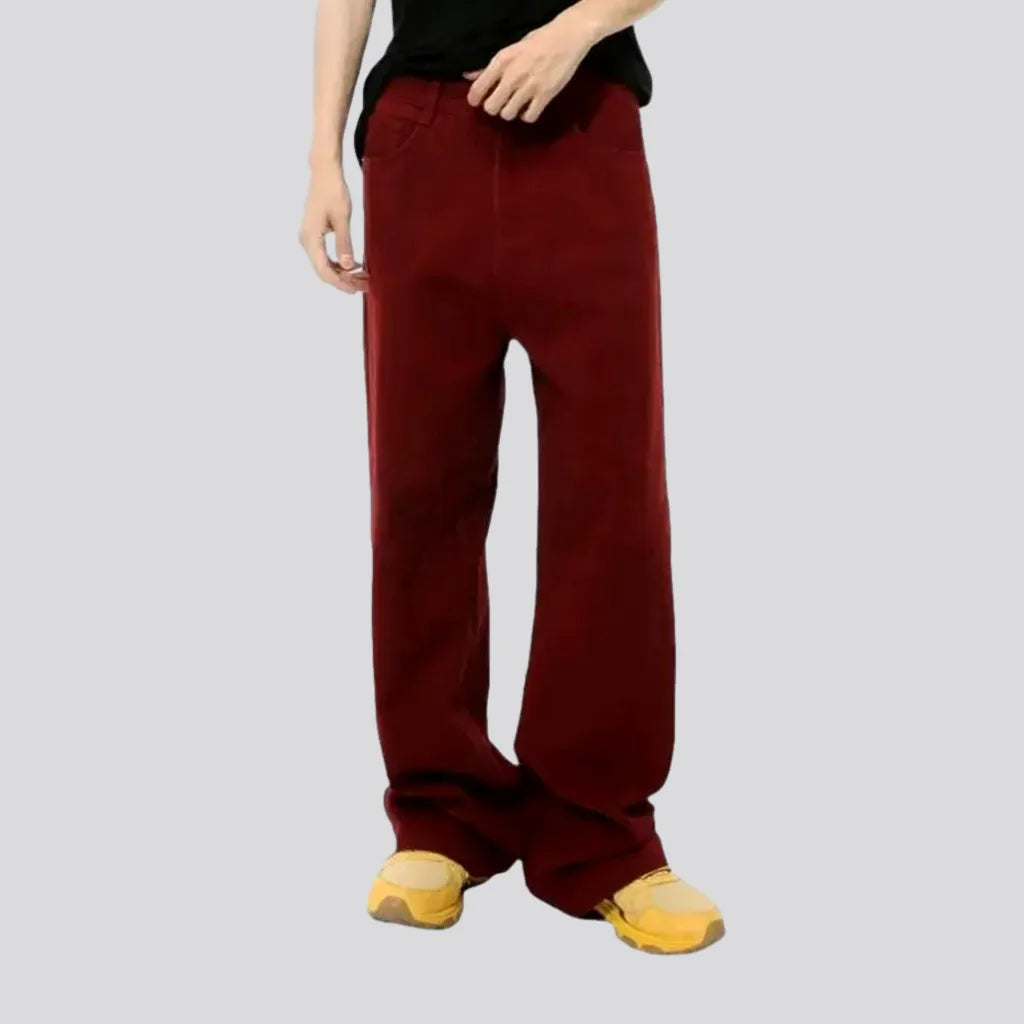 Soft pajama pants for ultimate bedtime comfort -Colorful street style mid rise men's denim pants