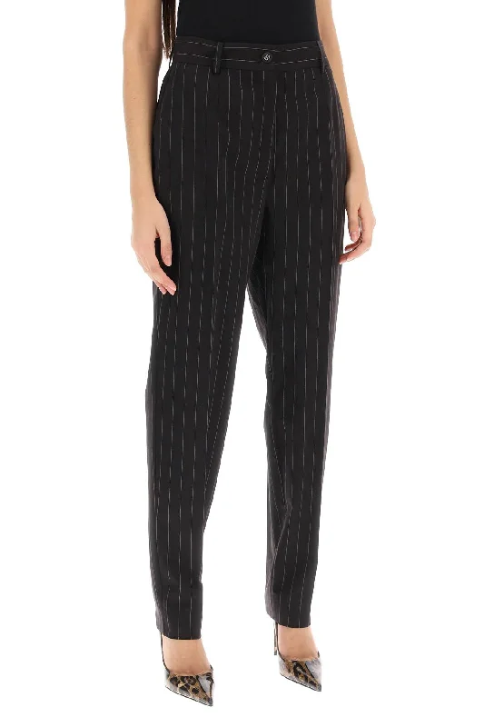 Elegant palazzo pants for formal party outfits -pinstriped wool pants