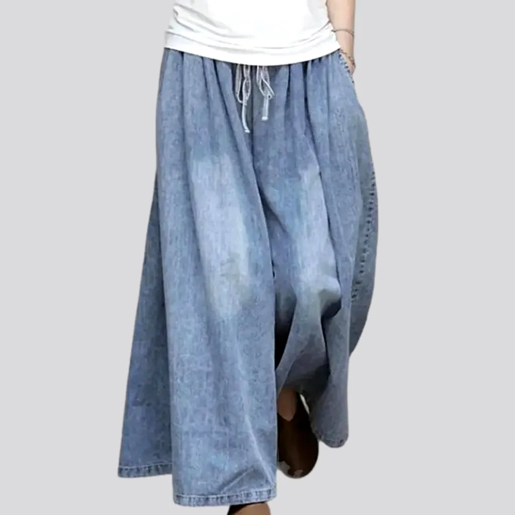 Stretch corduroy pants for cozy fall fashion -High-waist light-wash women's denim pants