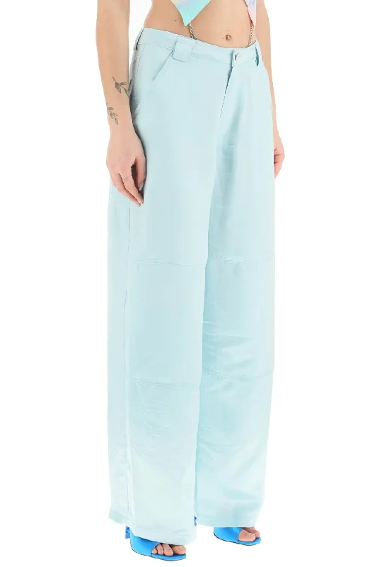 Lightweight linen pants for beach vacation style -wide-leg satin pants