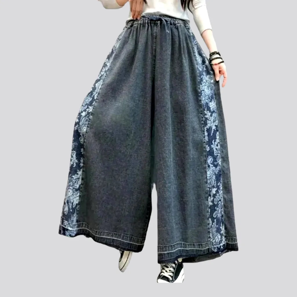 Heavy-duty work pants with tool pocket storage -Culottes women's denim pants