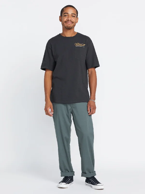 Relaxed fit pants for laid-back comfort wear -Frickin Regular Stretch Chino Pants - Dark Slate