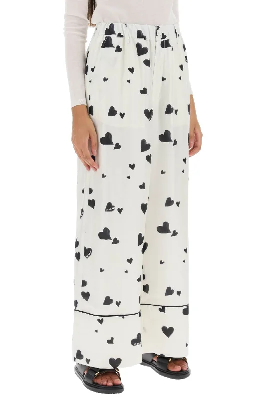 Moisture-wicking pants for intense gym workouts -pajama pants with bunch of hearts motif