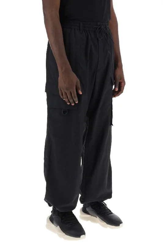 Stretch twill pants for flexible office comfort -Y-3 crinkle nylon pants