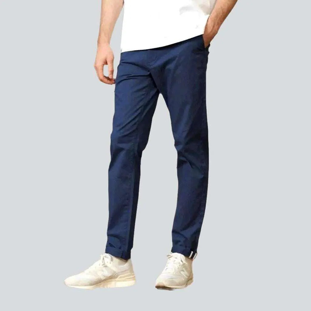 Casual twill pants for easygoing daily outfits -Tapered full-length men's denim pants