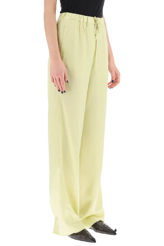 Moisture-wicking pants for intense gym workouts -Jil sander satin wide leg pants