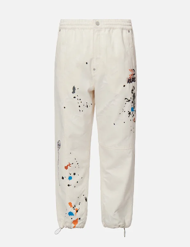 Tailored ankle pants for chic office outfits -Paint Splash Print Monogram Denim Pants