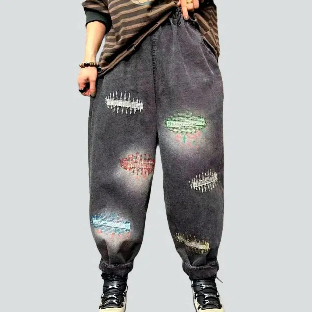 Cozy fleece pants for cold winter nights -Dark sanded denim pants
 for ladies