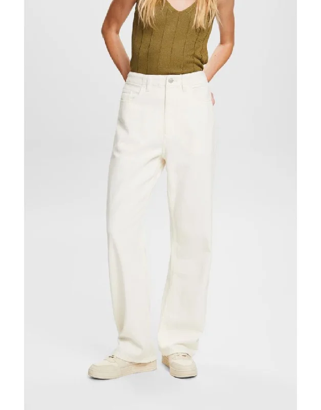 Designer jogger pants for upscale street style -Wide leg twill Pants White