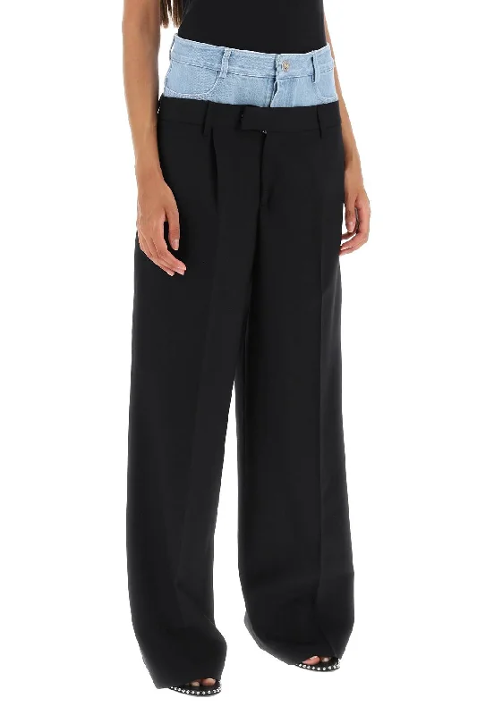 Pleated trousers pants for sophisticated gentleman charm -wide leg hybrid pants