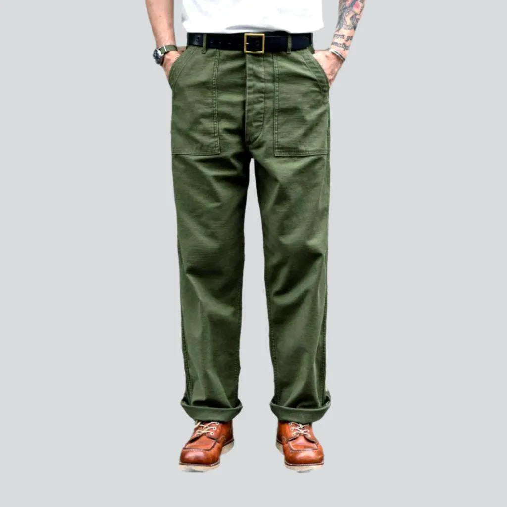 Lightweight linen pants for beach vacation style -High-waist street men's denim pants