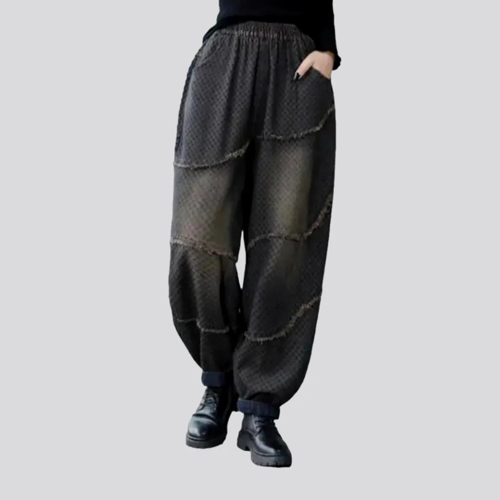 Lightweight travel pants for long flight comfort -Fashion vintage denim pants for ladies