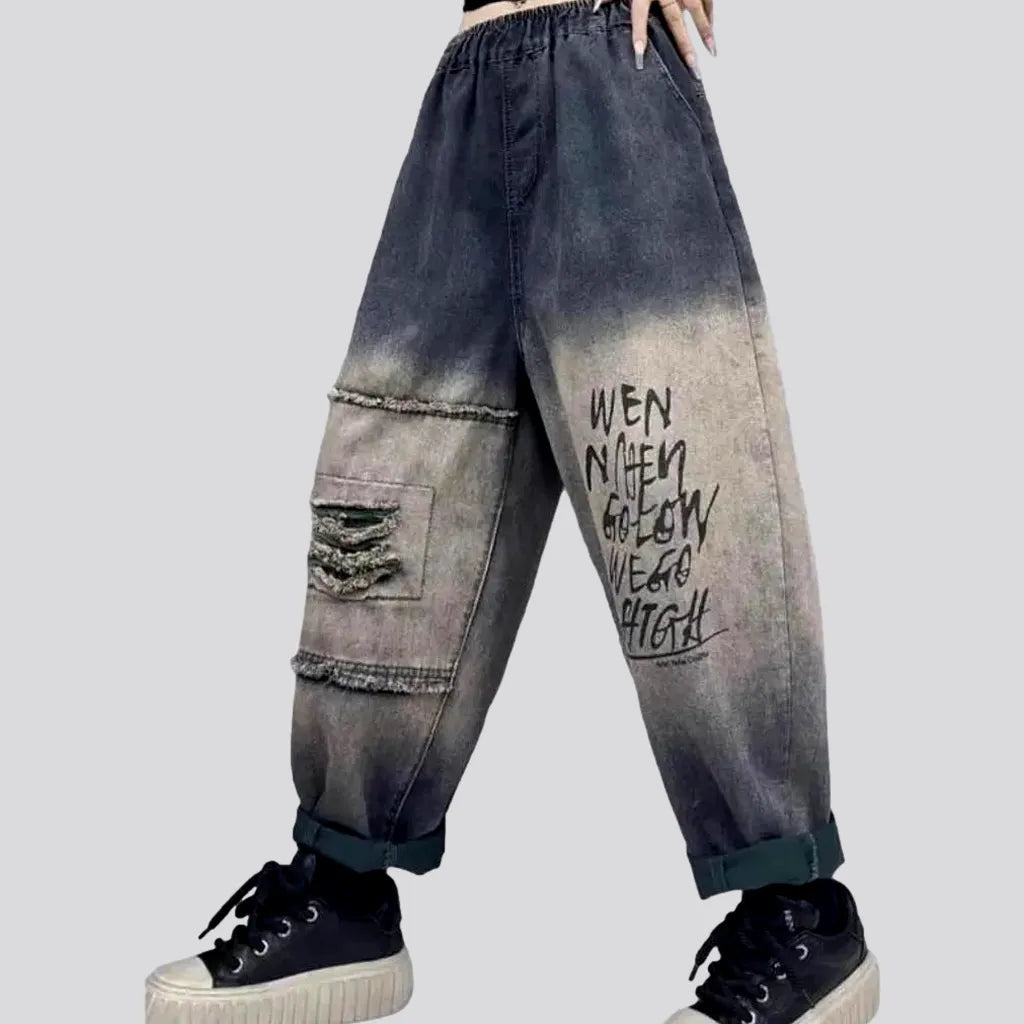 Retro bell-bottom pants for 70s-inspired fashion -Dark-grey street denim pants for women