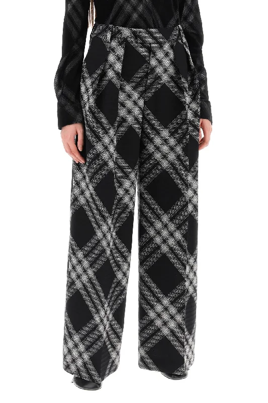 Breathable mesh pants for hot weather sports -Burberry double pleated checkered palazzo pants