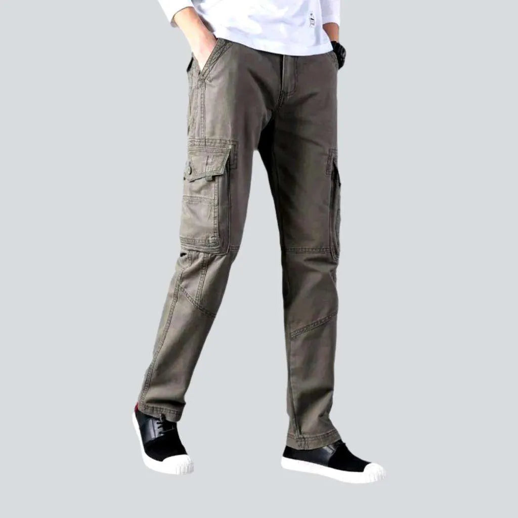 Stretch corduroy pants for cozy fall fashion -Mid-waist color denim pants
 for men