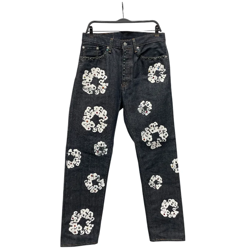 High-waisted skinny pants for trendy women’s fashion -DENIM TEARS/Straight Pants/31/Denim/IDG/Graphic/RHINESTONE