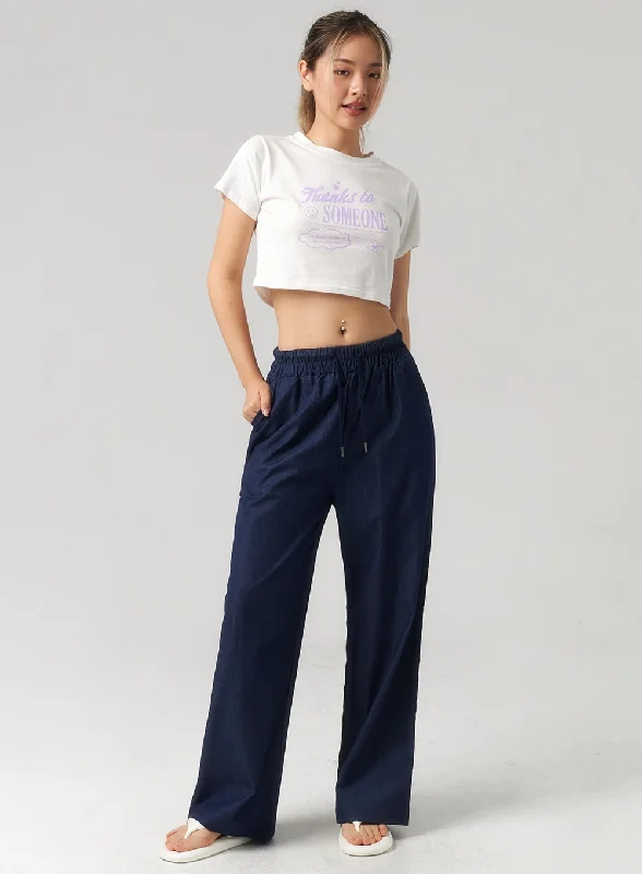 Relaxed chino pants for casual Friday offices -Denim Track Pants CU329