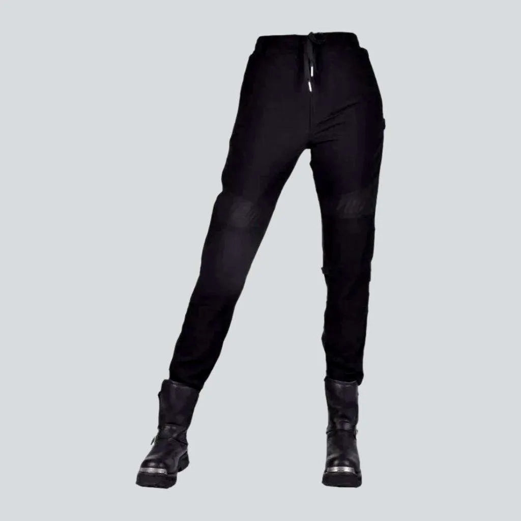 Tapered ankle pants for sleek modern silhouettes -Skinny mid-waist moto denim pants