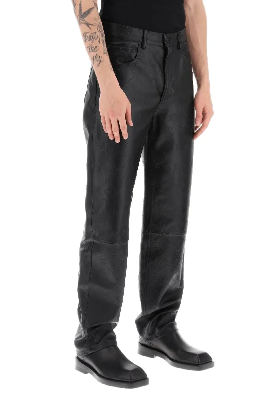 Rugged ripstop pants for extreme adventure durability -monogram deadstock leather pants