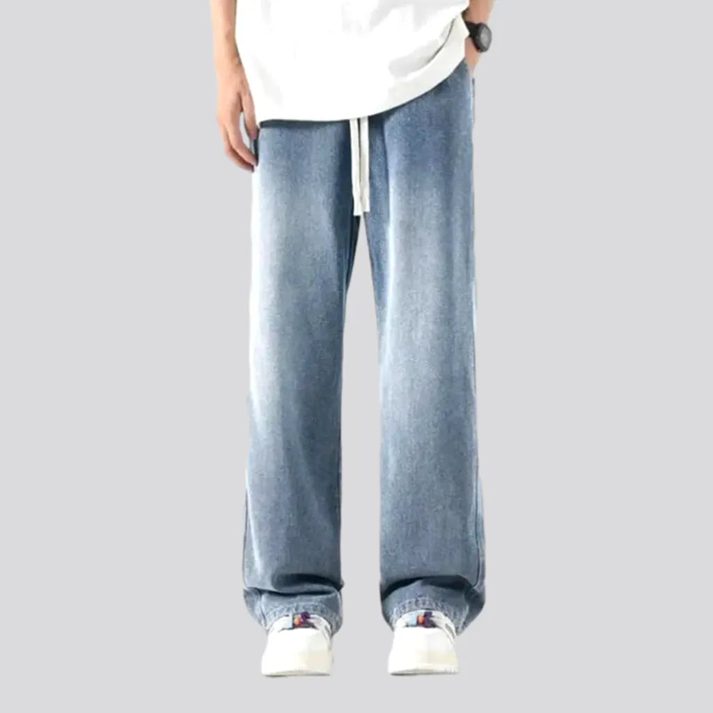 Relaxed cotton pants for breezy casual days -Sanded vintage denim pants